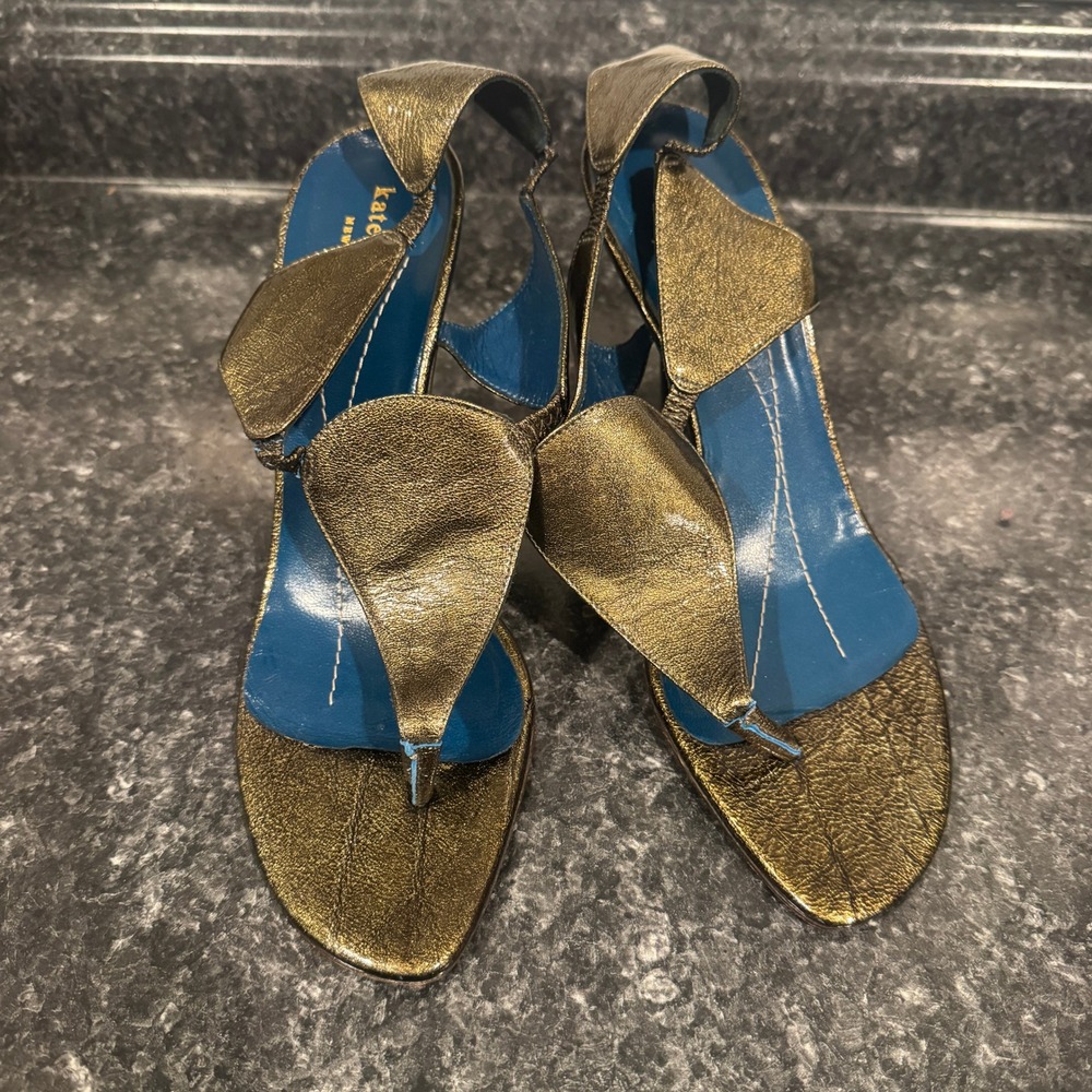 Vintage Kate Spade New York Green Metallic Patent Leather Made in Italy Pumps - Picture 9 of 10
